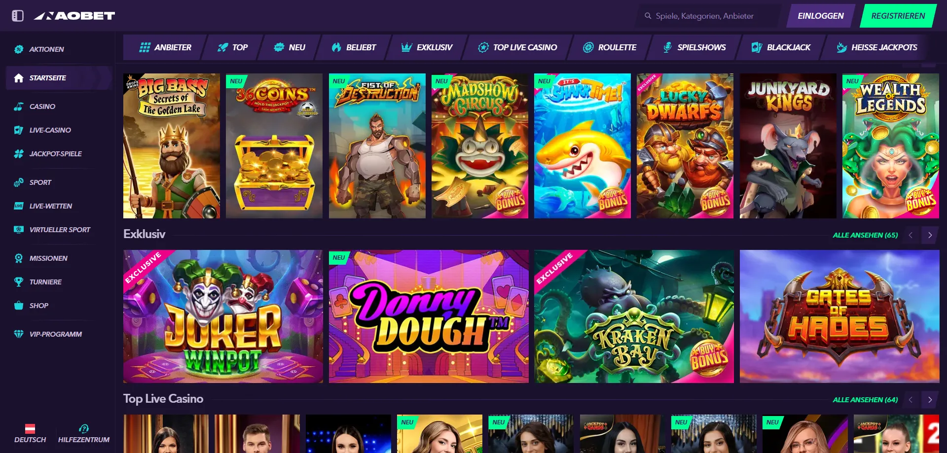 NaoBet Casino Spieleauswahl – über 10.000 Titel online
